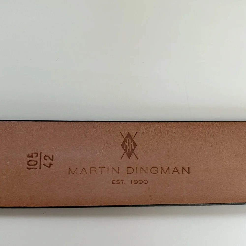 Martin Dingman Italian Calfskin Black Leather Belt Size 42